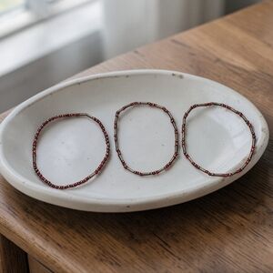 Set If Three Handcrafted Glass Seed Bead Bracelets